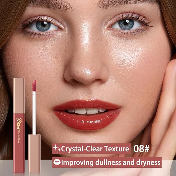 Lip Stain Hydrating High Shine – Lightweight Non-Sticky Glossy Lip Tint, Mirror Shine Moisturizing Lip Makeup for Plump & Full Lips, Long-Lasting Rich Color Lip Glaze, Soft Smooth Lip Gloss 08#