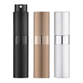 Lisapack 8ML Atomizer Perfume Spray Bottle for Travel (3 PCS) Empty Cologne Dispenser, Portable Sprayer (Black, Silver, Brown)