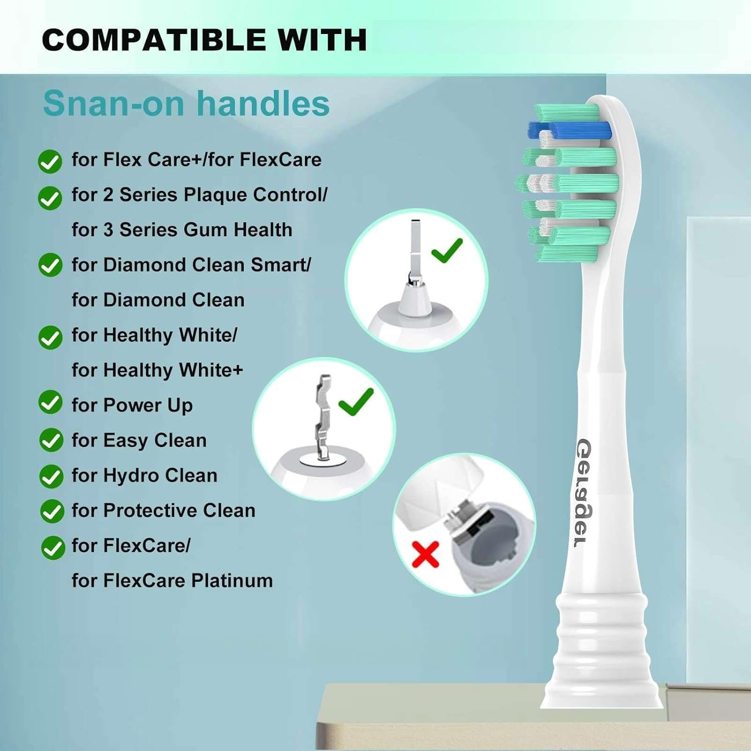 Replacement Heads Compatible with Philips Sonicare Toothbrush C1 C2 C3 A3 W3 G2 G3 4100 5100 6100 1100 2100 3100, Toothbrush Heads Brush Head, 12 White