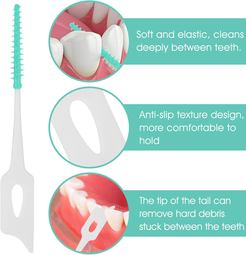 160 Pieces Dual Purpose, Dual-Use Interdental Brushes Silicone Disposable Dental, Premium Dental Floss 360° Bendable Braces Brush Brushes for Effective Teeth Cleaning