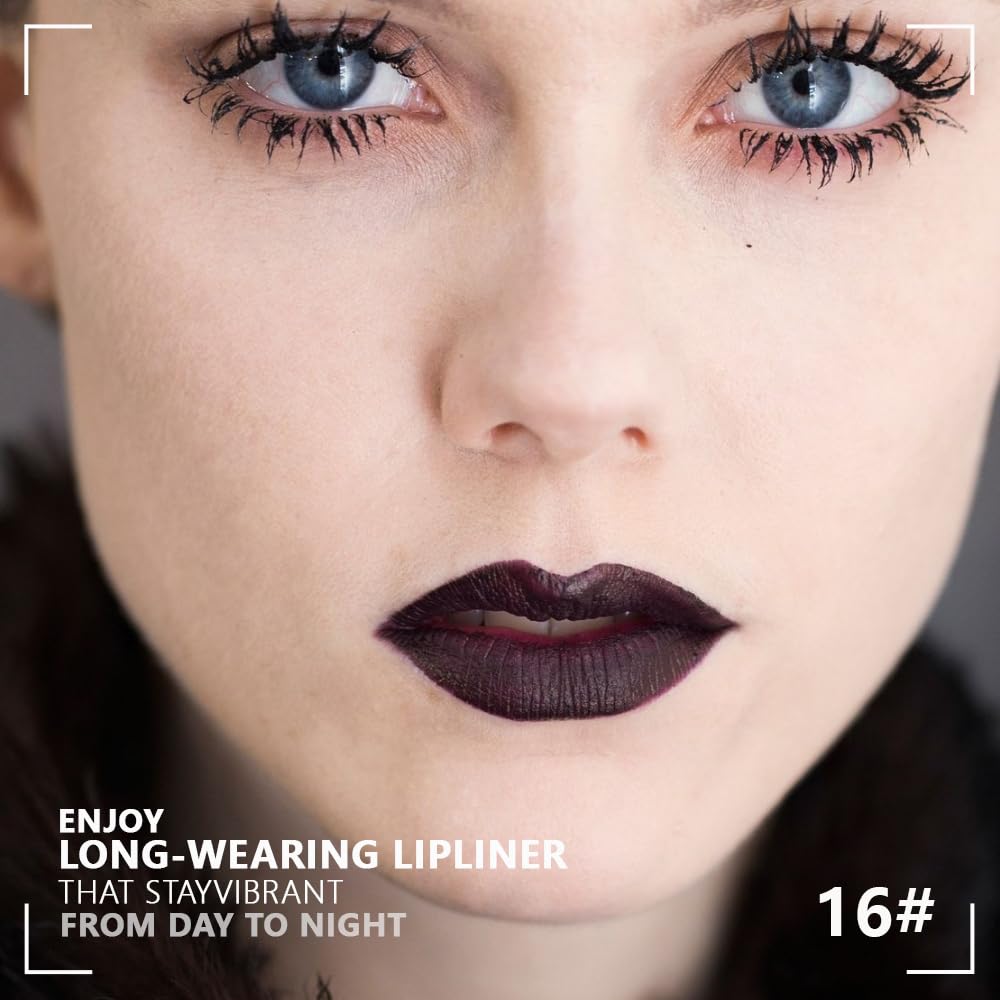 Matte Calligraphy Liquid Lip Liner Lipstick Pencil, Bark Long-Lasting Transfer-Proof Lip Stain Halloween Birthday Party Wear, Sheer Buildable Color, Fades to a Natural Wash of Colors