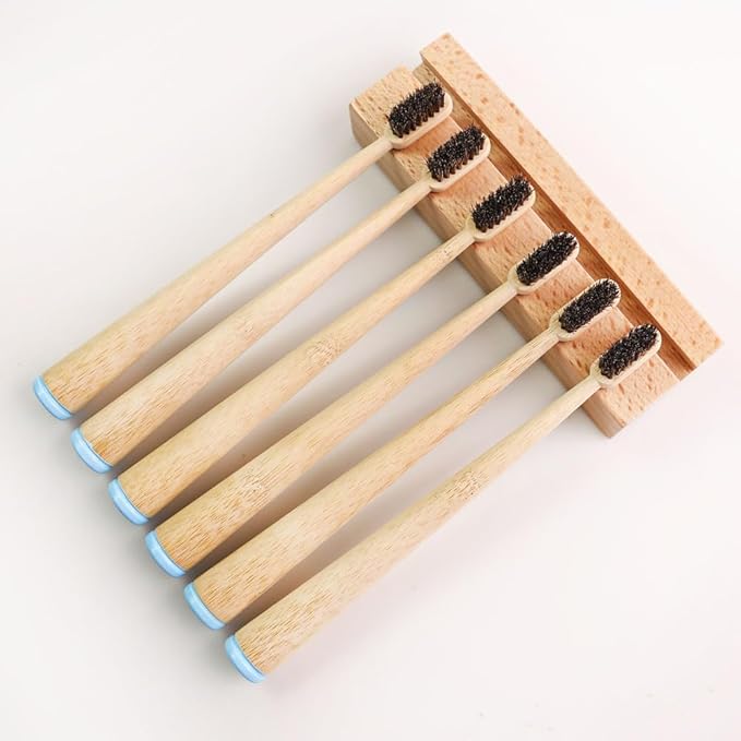 Horse Bristle Bamboo Toothbrush Manual Toothbrush None Plastic&Nylon 6 Pieces (6)