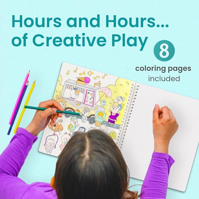 Cupkin Llama Sticker Book Activity for Kids, Toddler Airplane Travel Essentials, 300+ Llama Stickers for Kids + 12 Scenes + 12 Coloring Book Pages, Animal Lover Gift, Children's Crafts Ages 2-8