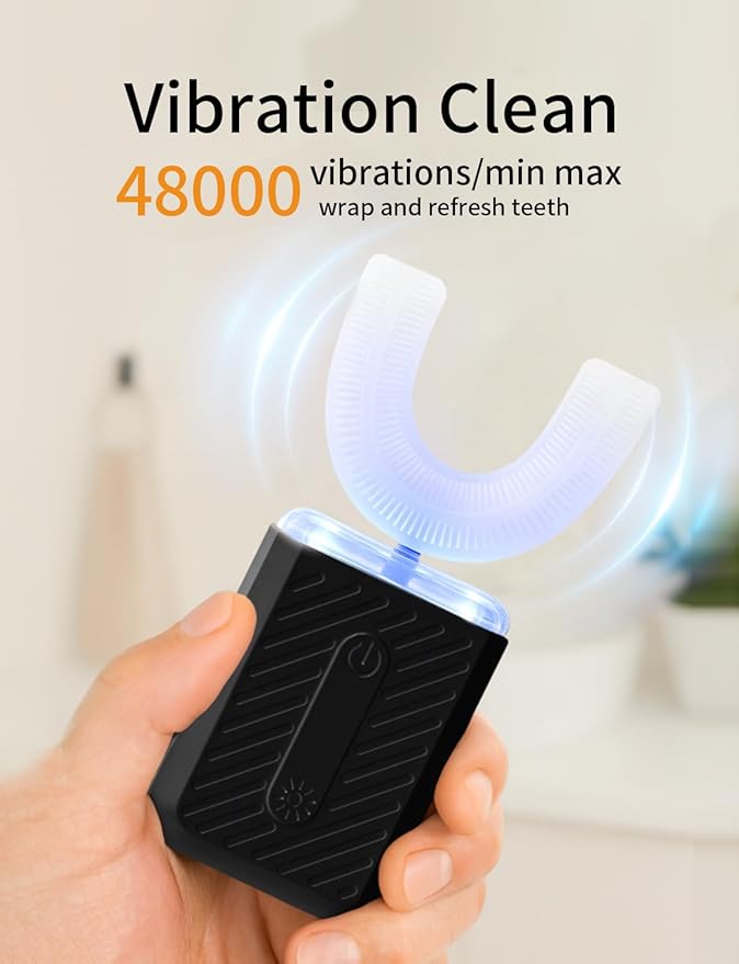 U-Shaped Electric Toothbrush for Adults, Electric Toothbrush with 4 Clean Modes, Automatic Toothbrush with IPX7 Waterproof