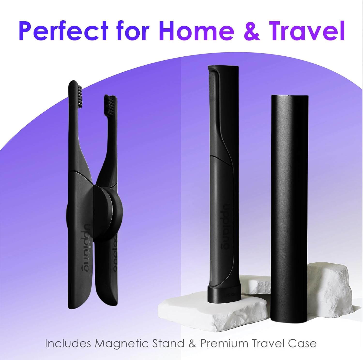 Electric Toothbrush, Portable Travel Sonic Toothbrush with Protective Case USB-C Rechargeable, Neutral Comfort Bristles, Waterproof, Smart Timer, Compact for Daily Use (Black)