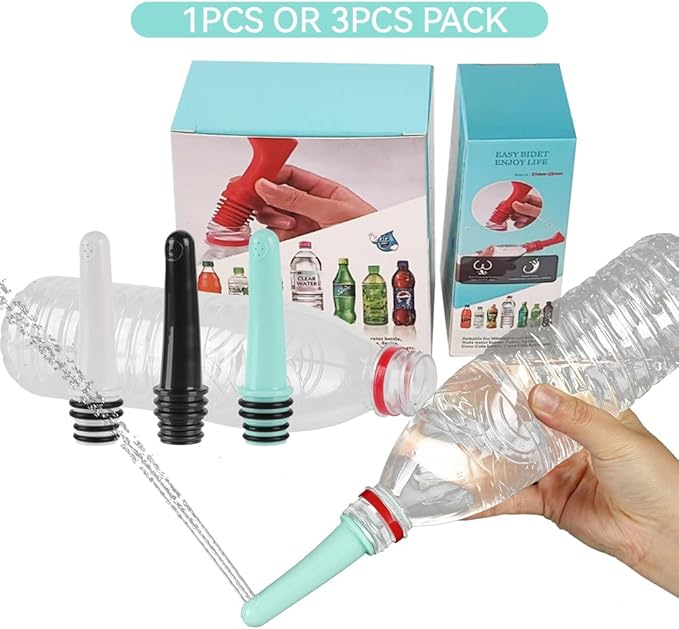 3 Pack Portable Travel Bidet, Toilet, Washing,Shattaf Bidet Water Sprayer, Compatible with Every Bottle (Long)