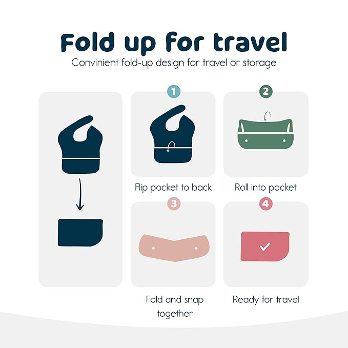 Tiny Twinkle Mess-Proof Baby Bibs for Eating | Waterproof, Wipeable Toddler Bibs with Catch-All Pocket | Feeding Bibs for Girls & Boys(3 Pack, Space)