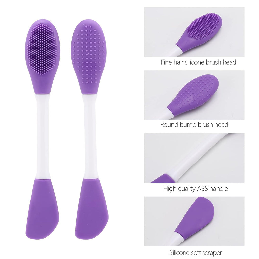 10 Pack Silicone Face Mask Applicator, 2 in 1 Double-Sided Facial Scrubber Brush Tool, Double-Head Manual Cleansing Brush for Deep Gentle Exfoliating