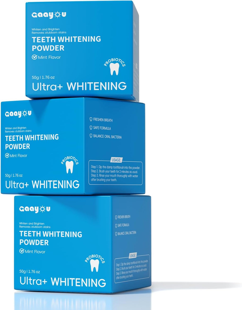 Teeth Whitening Powder 2PCS Tooth Powder Instant Tooth Whitening Mint Flavor Teeth Whitener Toothpaste Powders for Tooth Stain Removal 100g/3.53oz
