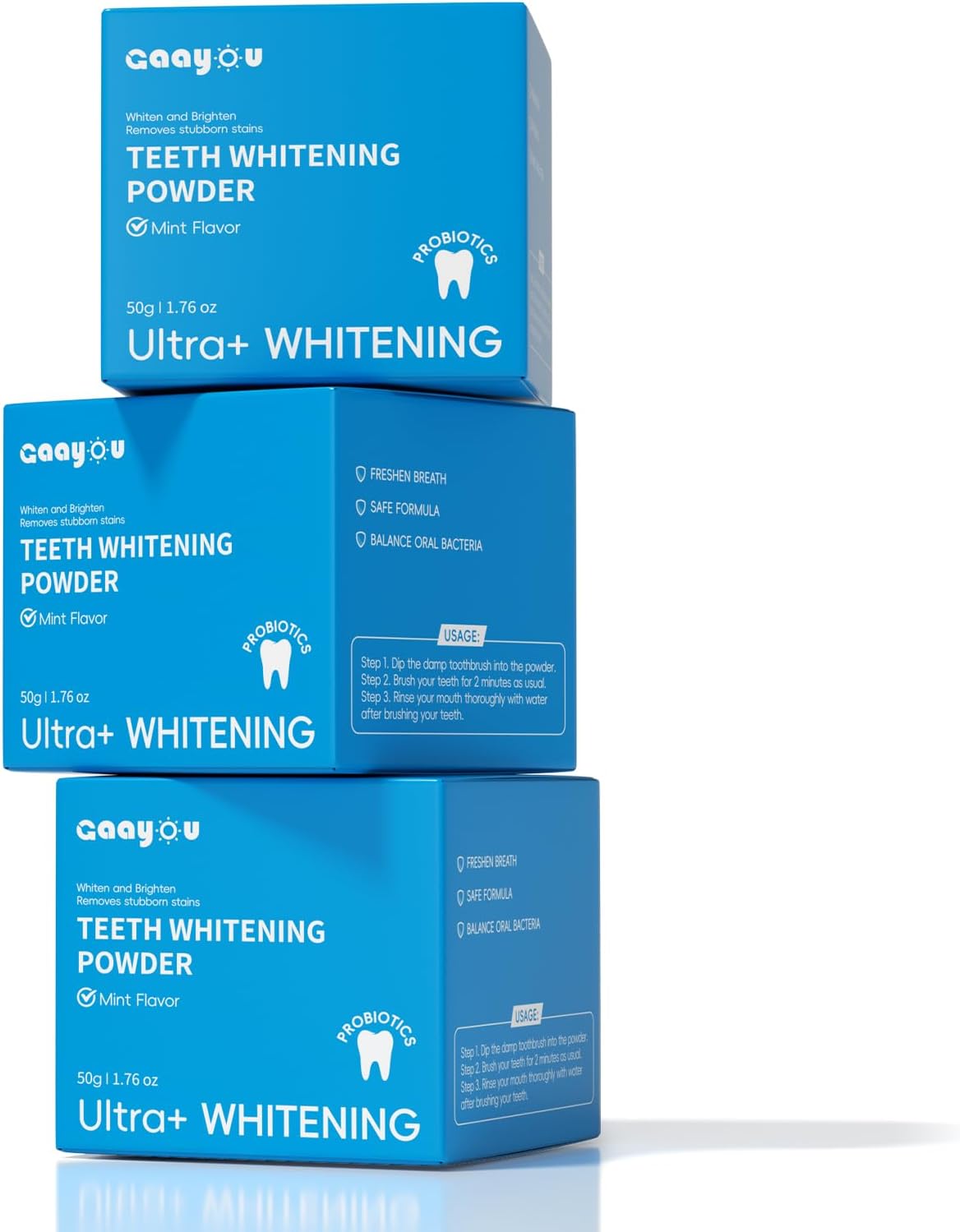 Teeth Whitening Powder 2PCS Tooth Powder Instant Tooth Whitening Mint Flavor Teeth Whitener Toothpaste Powders for Tooth Stain Removal 100g/3.53oz