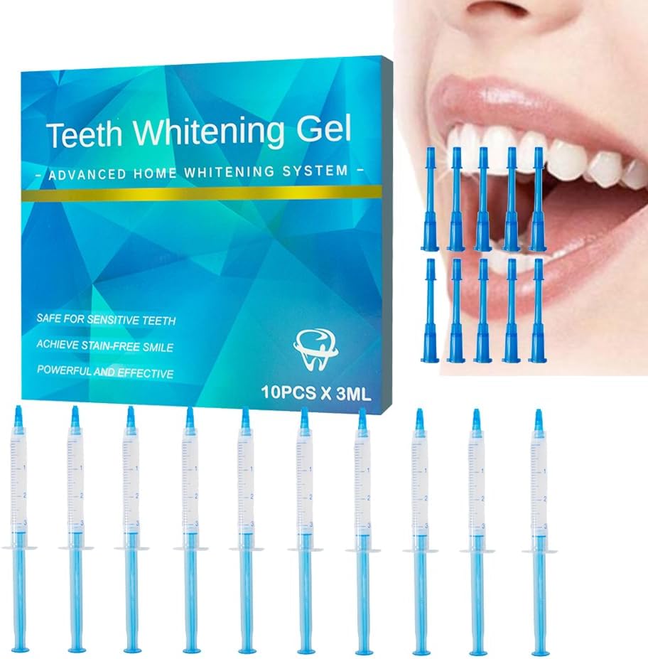 10pcs 3ml Teeth Whitening Gel Syringes, Refills 35% CP Bleaching Gel Kit Tooth Whitener Gel for Home Use