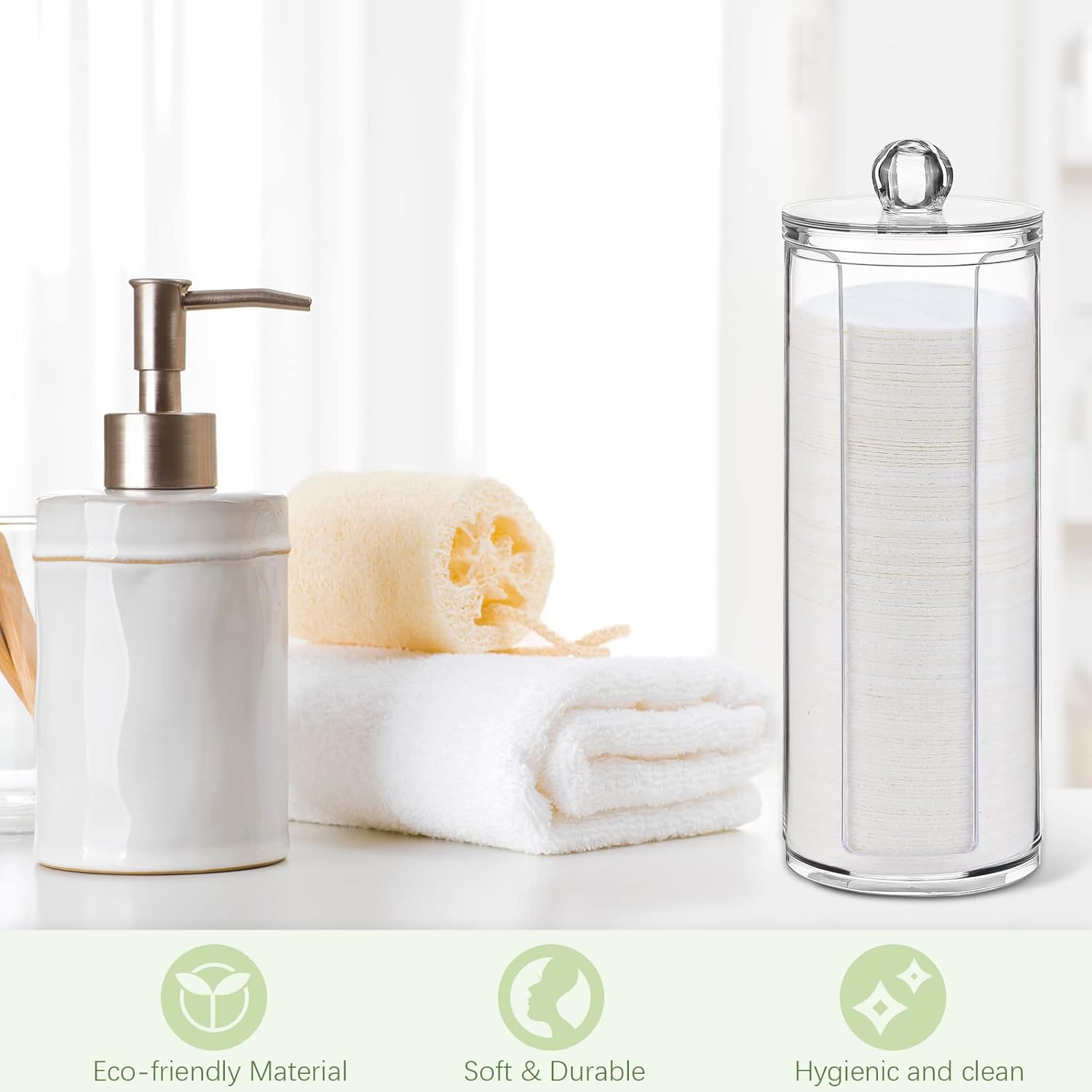 Sieral 120pcs Compressed Facial Sponges Disposable Natural Face Sponges Round Soft Pads with Container for Washing Face Cleansing Exfoliating Esthetician Makeup Removal Travel(White)