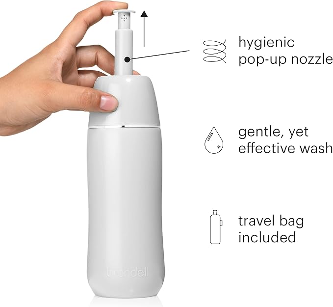Brondell GoSpa Advanced Portable Bidet for Travel–Pop-Up Nozzle System –High-Quality Compact Bidet with Discreet Travel Bag for Convenient Storage–400mL, Gray
