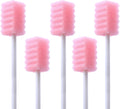 100 Pcs Disposable Mouth Swabs Sponge, BVN Oral Swabs, Oral Care Swabs Disposable, Mouth Swabs, Unflavored and Sterile Disposable Dental Swabsticks for Mouth Cleaning, Sawtooth-Shaped Pink.