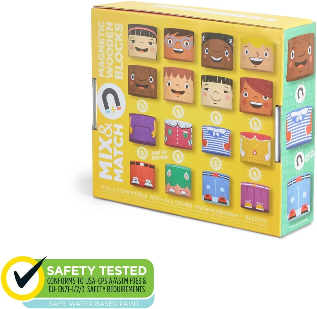 16-Piece Multiracial Magnetic Friends Play Set – Wooden Diversity Building Blocks for Kids – Multi Cultural Dolls for Creative Play & SEL Development – Ages 1+