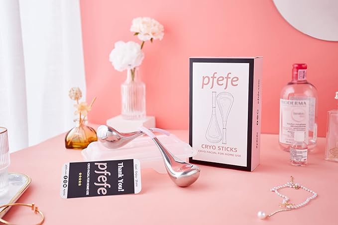 pfefe Cryo Sticks Facial Skin Care Ice Globes for Women Face Eyes, Stainless Steel Face Beauty Tools for Girls Ladies, Esthetician Supplies Cooling Spa Globes with Storage Case
