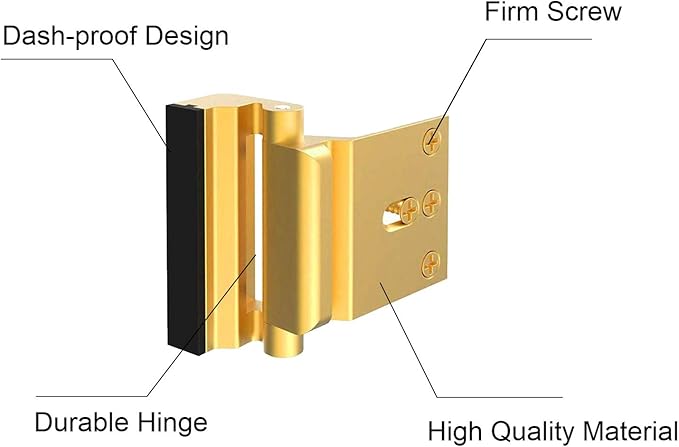 2 Pack Door Reinforcement Locks with 8 Screws, Home Security Door Lock for Toddler, Childproof Door Lock Night Lock Withstand 800 Lbs Red Gold