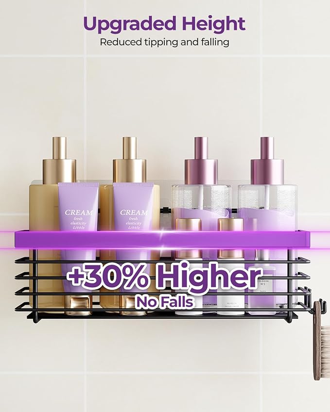 ODesign Shower Caddy 3 Pack SUS304 Stainless Steel-No Drilling-Shower Bathroom Shelves Rack,Rustproof Wall Mounted,Adhesive Shower Shelf Basket Organizer-Black