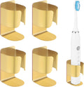 Electric Toothbrush Holder, 304 Stainless Steel Wall Mounted Self Adhesive Storage Organizer Stand Rack for Electric Toothbrush, Toothpaste, Facial Cleanser(Golden 4 Pack)