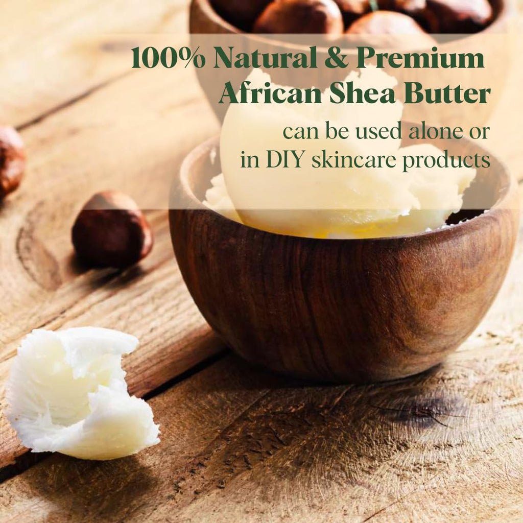 White Naturals Raw African Shea Butter 2lb (1lb in each bag), Pure, Unrefined, Grade A, Ivory, Great Skin Moisturizer, DIY Lip Balms, Stretch Marks, Recover Sun Damage, Cream & More