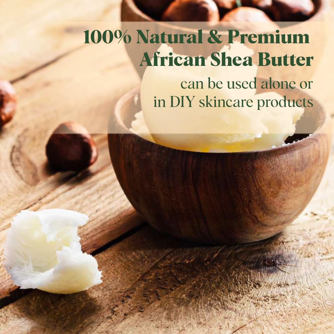 White Naturals Raw African Shea Butter 2lb (1lb in each bag), Pure, Unrefined, Grade A, Ivory, Great Skin Moisturizer, DIY Lip Balms, Stretch Marks, Recover Sun Damage, Cream & More