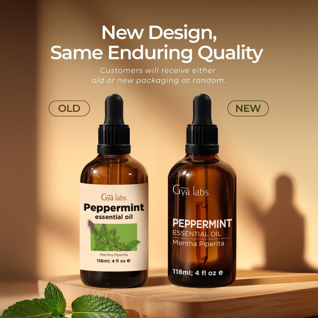Gya Labs Peppermint Essential Oil - 4 Fl Oz - for Hair, Skin, Diffuser, Aromatherapy & DIY Candle Making Scent