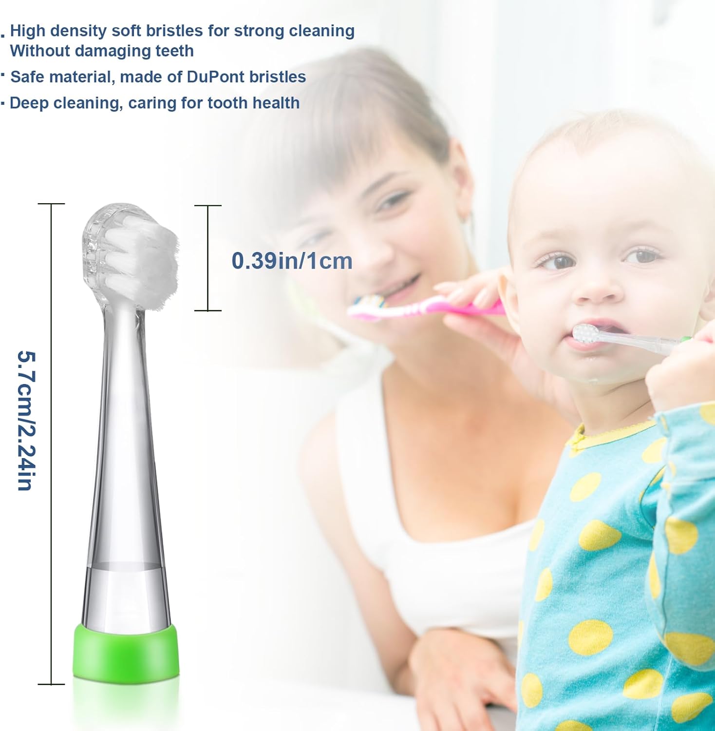 Baby Toothbrush Heads Compatible with Papablic BabyHandy/Toddler Sonic Electric Toothbrushes, Compatible with Brush-Baby BabySonic/Seago SG902/SG602, 5 Pack (8-18 Month)