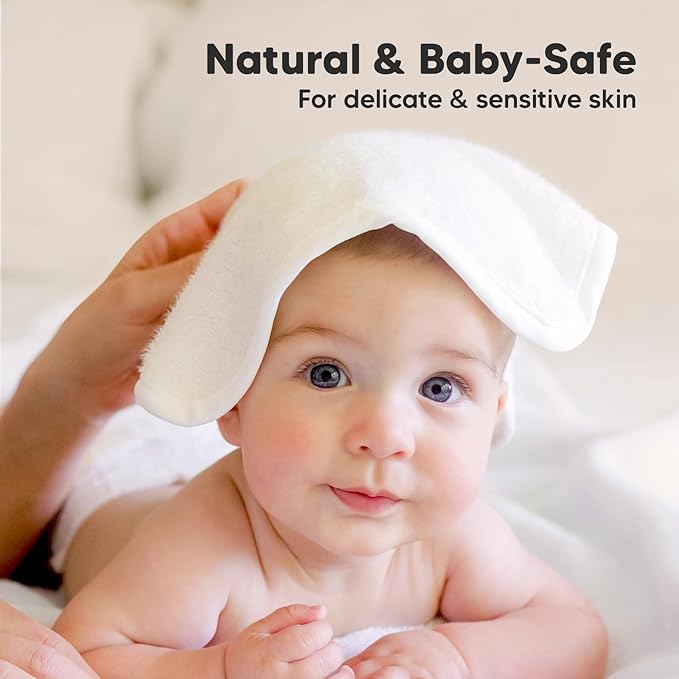 6-Pack Baby Washcloths - Soft Absorbent Viscose from Bamboo Wash Cloths for Babies, Kids, Toddlers, Infant, Newborn Bath Towels, Gentle on Sensitive Skin, 10x10 Reusable Face Towels (White/Sky)