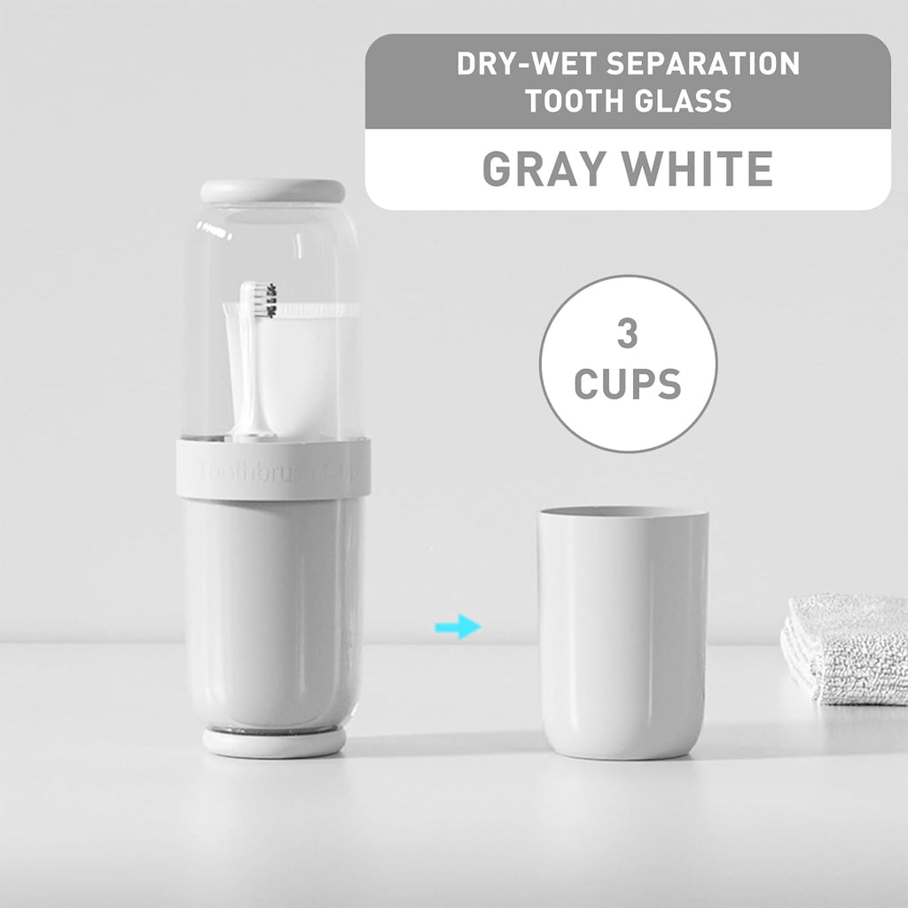Toothbrush Cup with Cover, Travel Toothbrush Case Portable Toothbrush Holder for Traveling Business Camping School Bathroom (Grey)