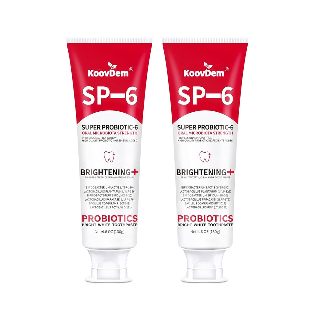 2025 New Sp-6 Probiotics Whitening Toothpaste-Fluoride-Free, Enhanced Formula with 6 Probiotics for Gum Care & Fresh Breath, Fresh Mint Flavor(2PC)（Red）