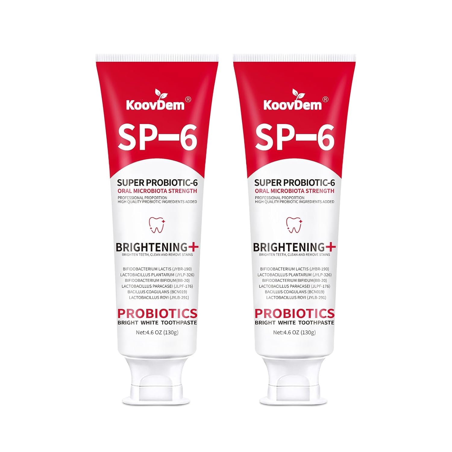 2025 New Sp-6 Probiotics Whitening Toothpaste-Fluoride-Free, Enhanced Formula with 6 Probiotics for Gum Care & Fresh Breath, Fresh Mint Flavor(2PC)（Red）