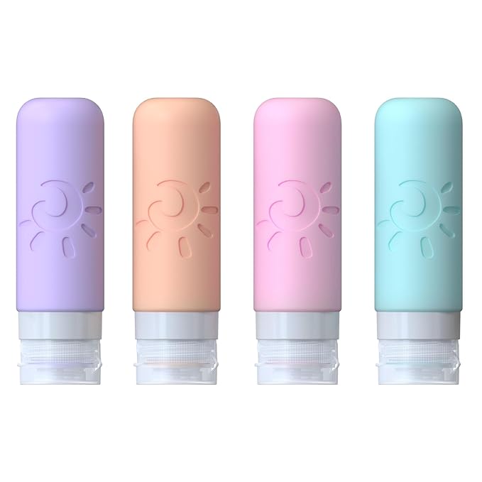 Travel Bottles for Toiletries, TSA Approved Travel Containers 3oz Leak Proof Travel Tubs Refillable Liquid Travel Accessories for Shampoo Conditioner Lotion Body Wash(Multicolored C)