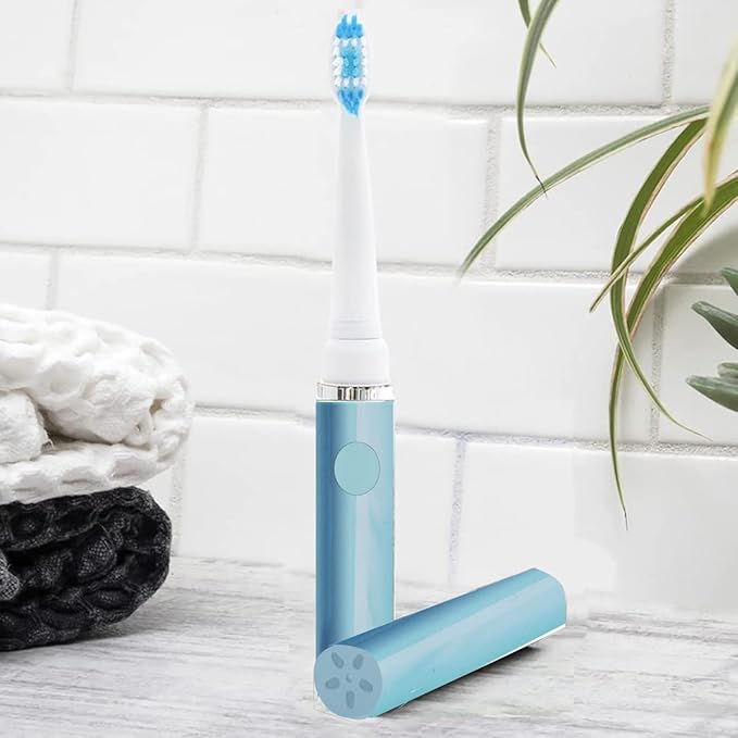 Pop Sonic Electric Toothbrush (Blue Pastel) - Travel Toothbrushes w/AAA Battery | Kids Electric Toothbrushes with 2 Speed & 15,000-30,000 Strokes/Minute, Dupont Nylon Bristles