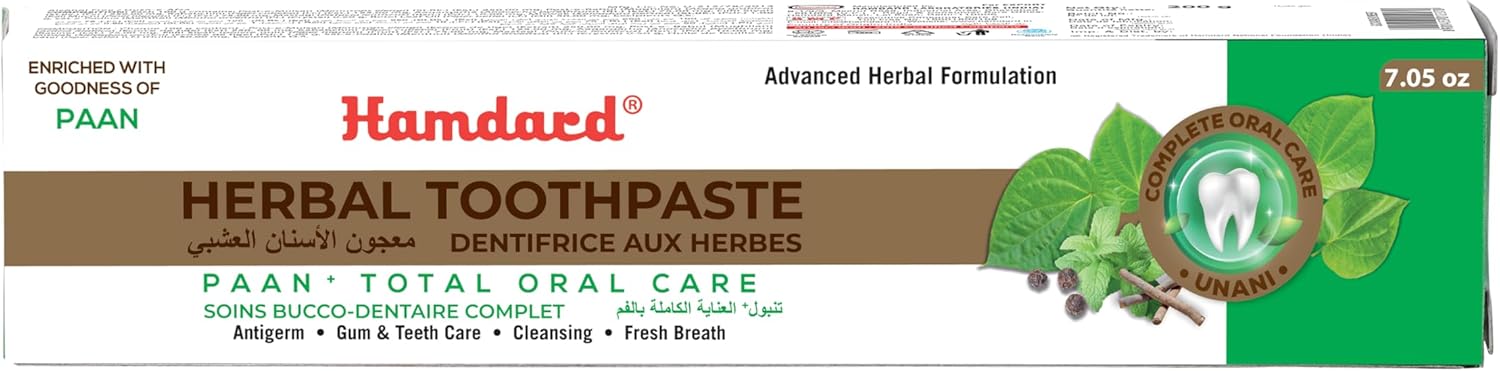 Hamdard Paan Total Oral Care Toothpaste – 200g / 7.05Oz | Herbal Ayurvedic Toothpaste with Paan Flavor | Fluoride-Free | Gum Care, Fresh Breath & Natural Oral Hygiene