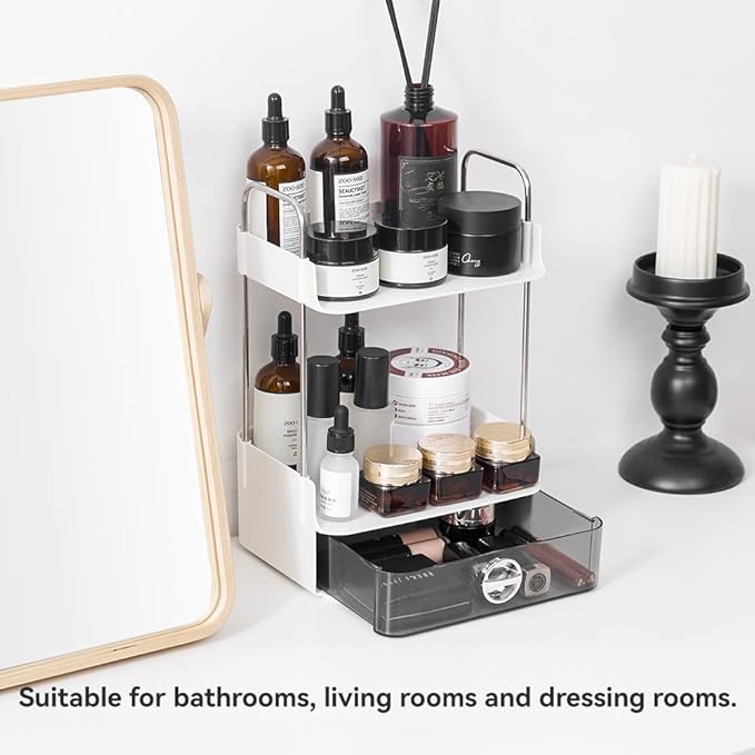 Mini Skincare Organizers,2-Tier Drawer Bathroom Organizer Countertop,Small-Sized Cosmetic Storage Rack Suitable for Delicate Girls,Organizer Shelf for Vanity Storage,Multi-Purpose Makeup Organizer