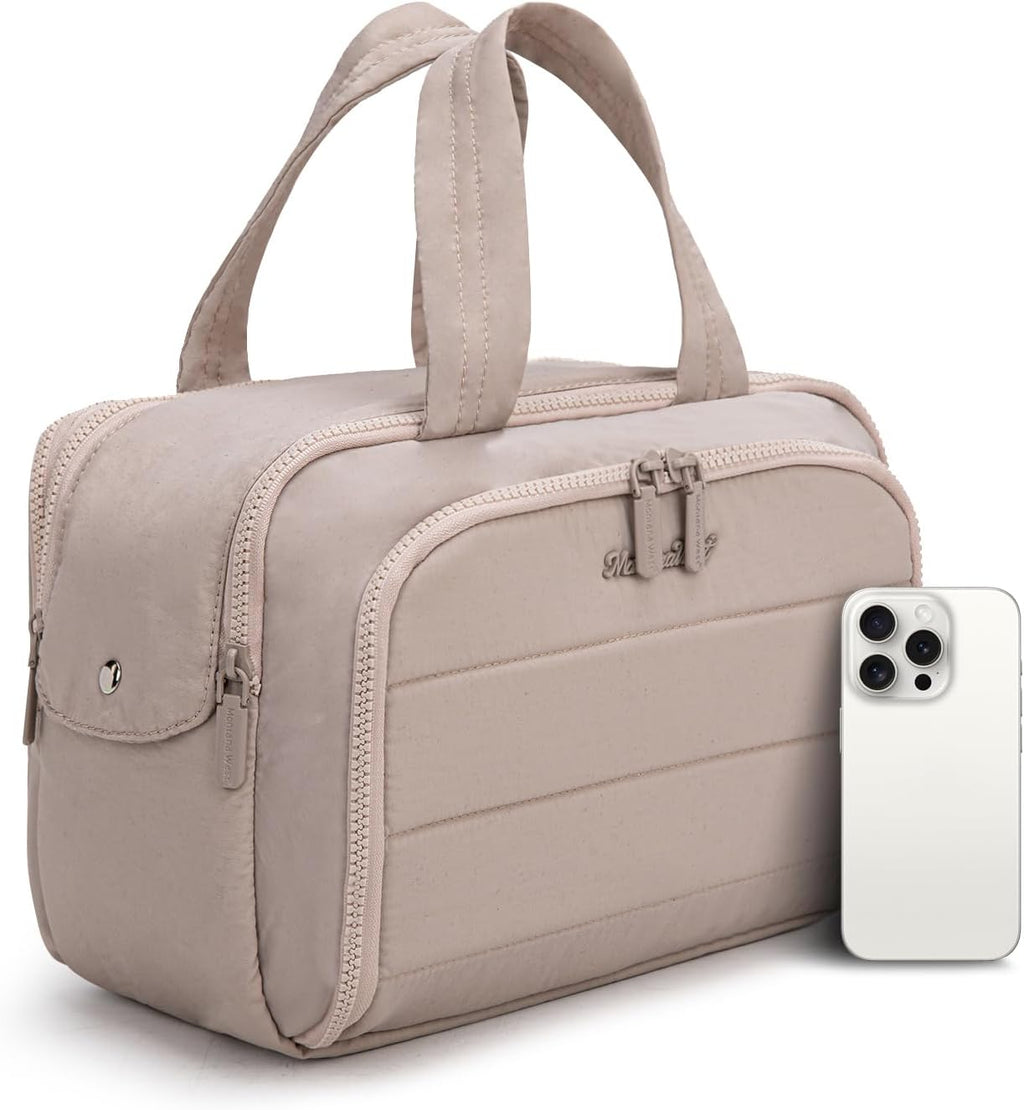 Montana West Travel Toiletry Bag Large Capacity Travel Bags Soft Makeup Organizer Lightweight Puffy Cosmetic Bag with Waterproof Compartment