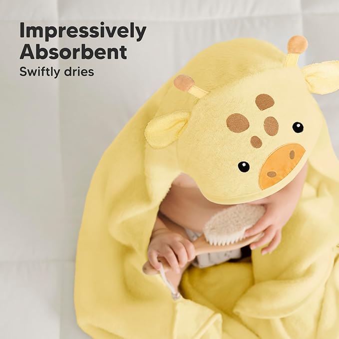 KeaBabies Hooded Baby Towel for Newborn - Viscose Derived from Bamboo Large Baby Bath Towels with Hood for Boys, Girls, Toddler, Extra Absorbent & Soft Newborn Bath Essentials (Giraffe, Regular)