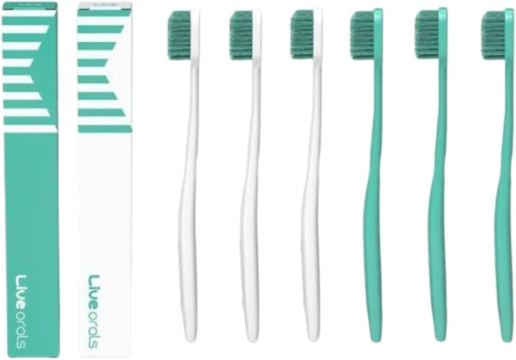 V-Cut Orthodontic Toothbrush (Mint 3 Units + White 3 Units) - Compact Head for Braces, Ergonomic Handle, Deep Cleaning, Gentle Bristles for Brackets and Wires