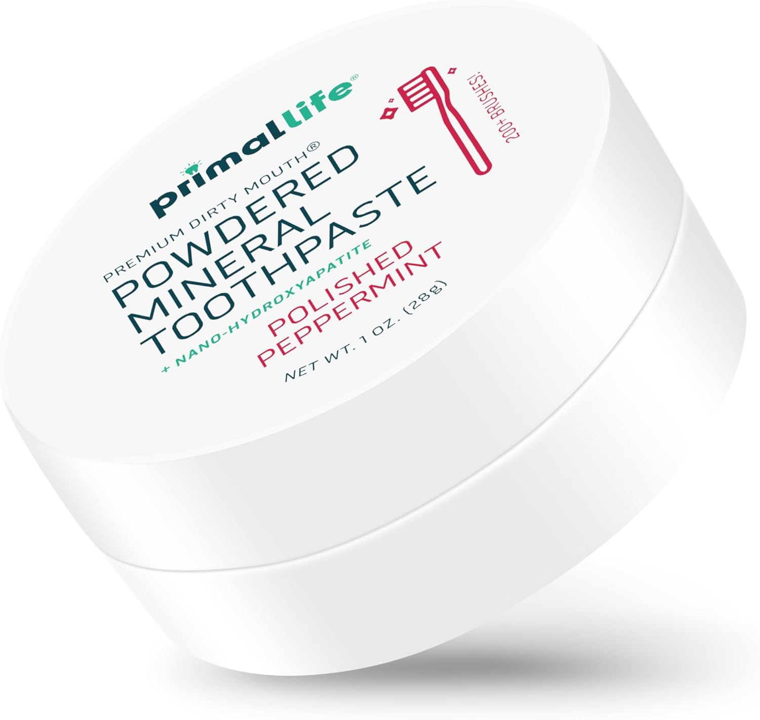 Primal Life Organics - Dirty Mouth Toothpowder, Tooth Cleaning Powder, Flavored Essential Oils with Natural Kaolin & Bentonite Clay, Good for 200+ Brushings, Paleo, Organic, Vegan (Peppermint, 1 oz)