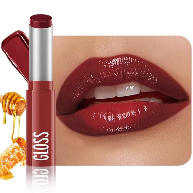 Wine Red Honey Tinted Lip Stain Lip Balm Lip Gloss Lipstick, Sheer Hydrating Lip Stains Tint, Moisturizing Lip Color for All Skin Tones, Nourishing Lip Balm with a Hint of Natural Black Cherry