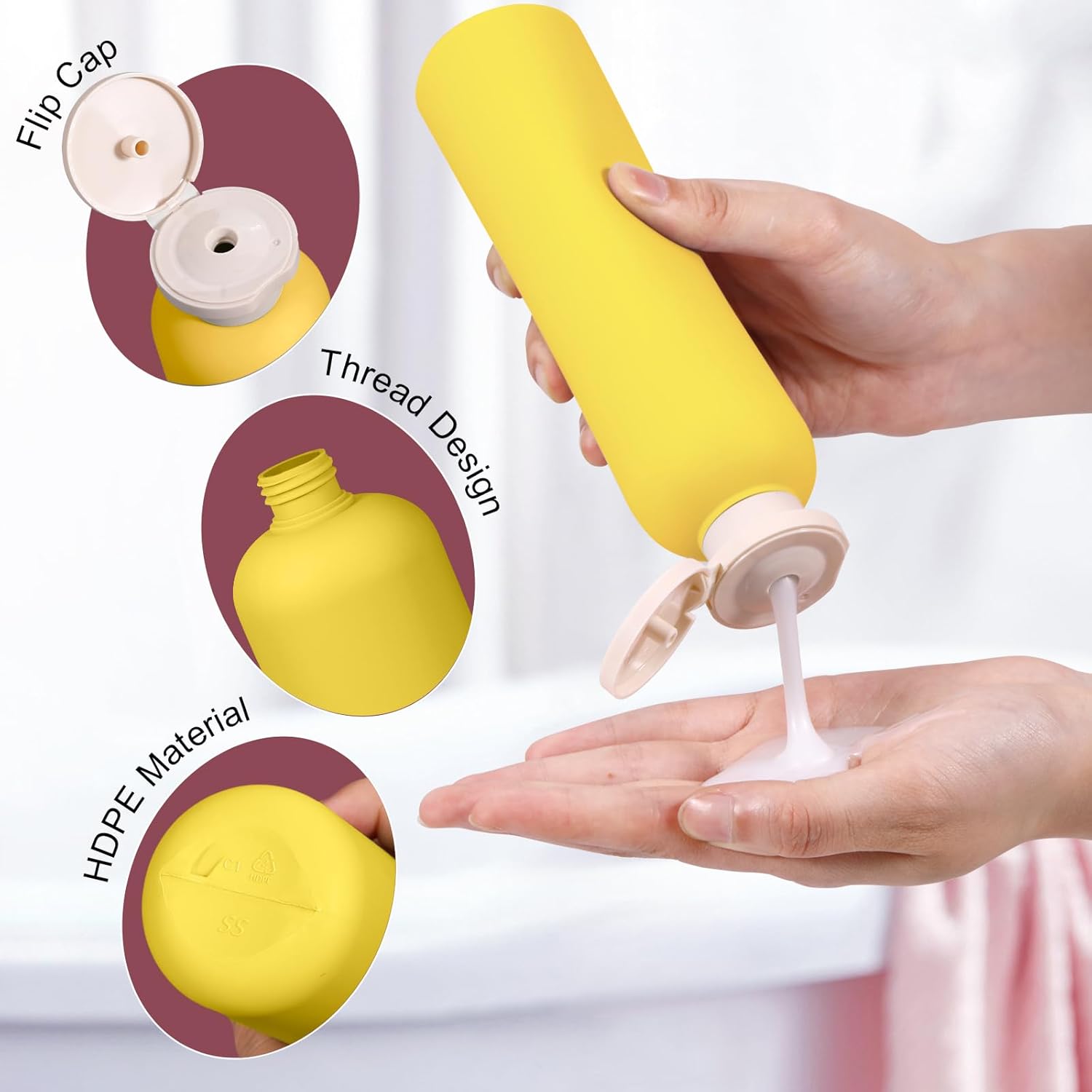 Travel Shampoo Bottle, Empty Plastic Squeeze Bottles 8.8oz with Flip Cap, Lotion Container for Toiletries Travel Size Shampoo and Conditioner