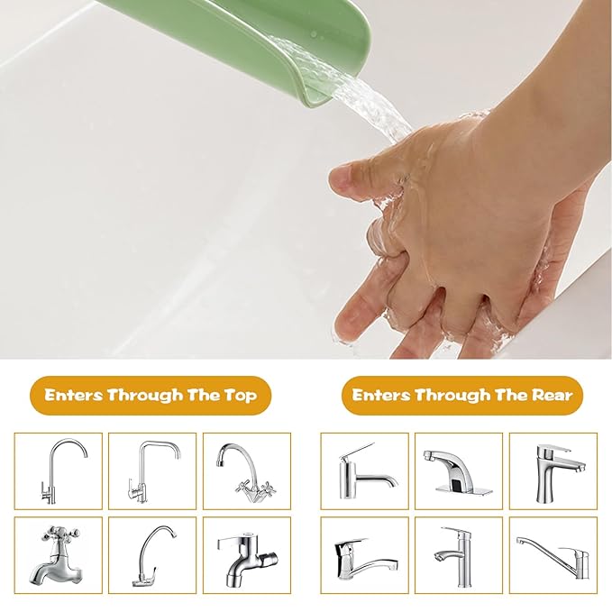 2 Pack Faucet Extender for Toddlers,Kids Sink Extender for Bathroom,Kitchen,Bathtub,Food Grade Silicone,Sink Extender for Toddlers(Yellow,Green)