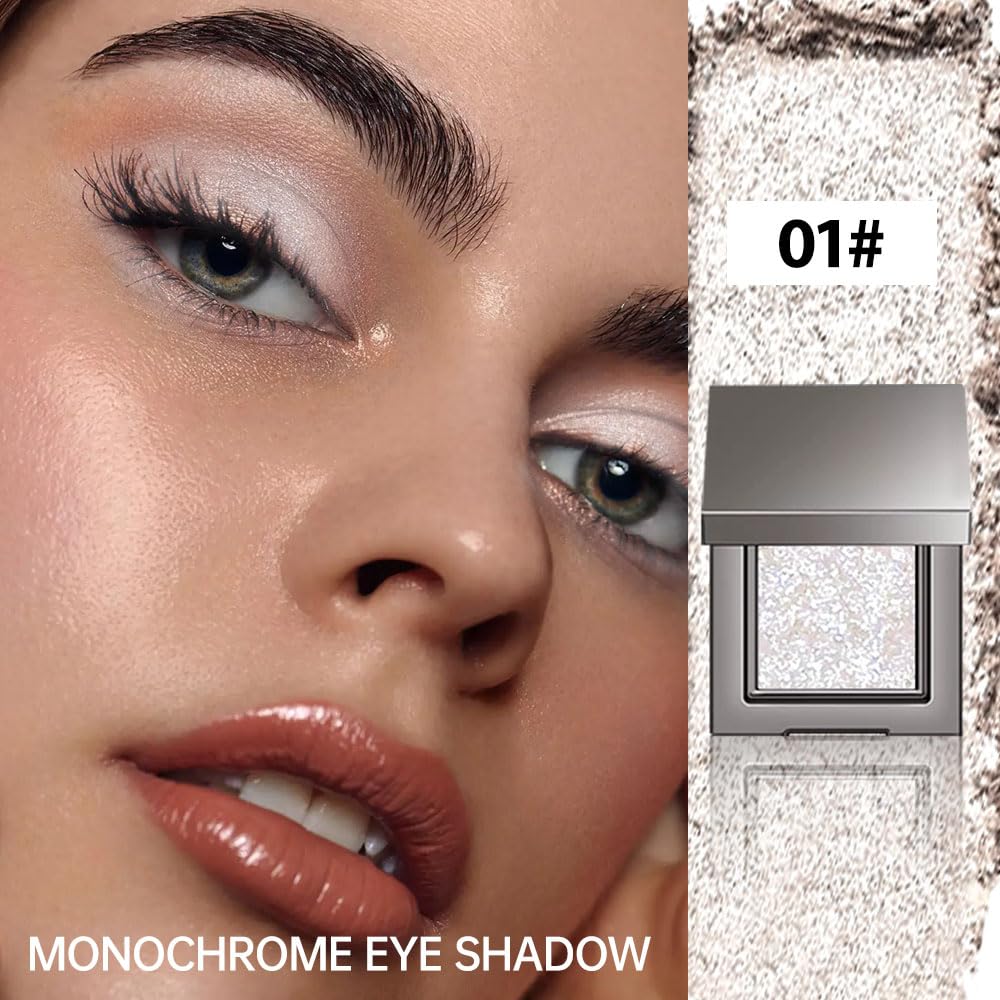 Single Glitter Eyeshadow Palette Makeup– velvet Cream Shimmer MIni Eye Shadow,Velvet Eyeshadow Palette –Shimmer Eye Makeup – Vegan& Cruelty-Free. (01#White glitter, 1 Count (Pack of 1))