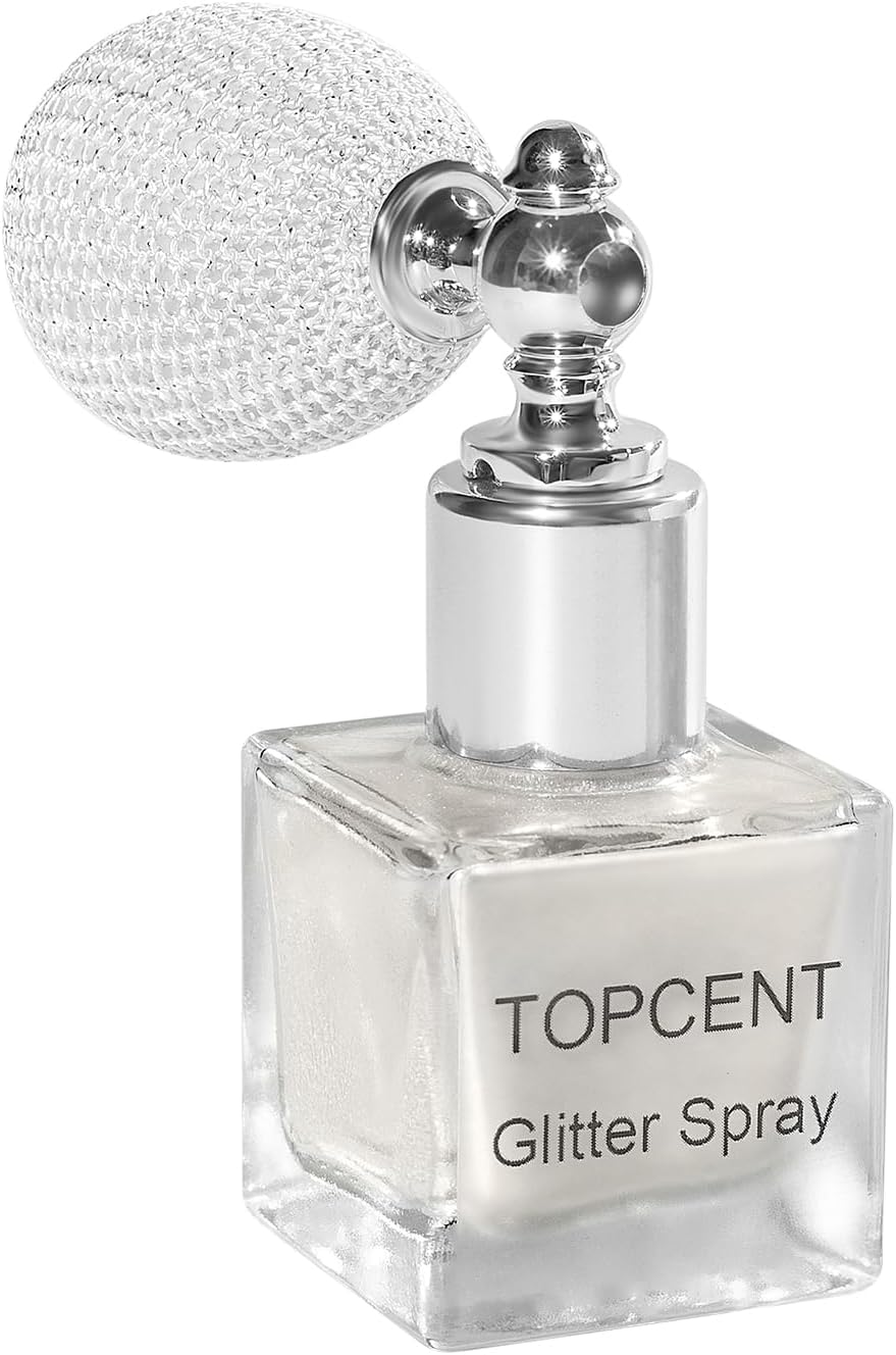 Shimmering Spray Powder Sparkle Powder, Body Glitter Face High Gloss Spray Highlighter Loose Makeup for Women Hair Nails Makeup (7#Pearl White)