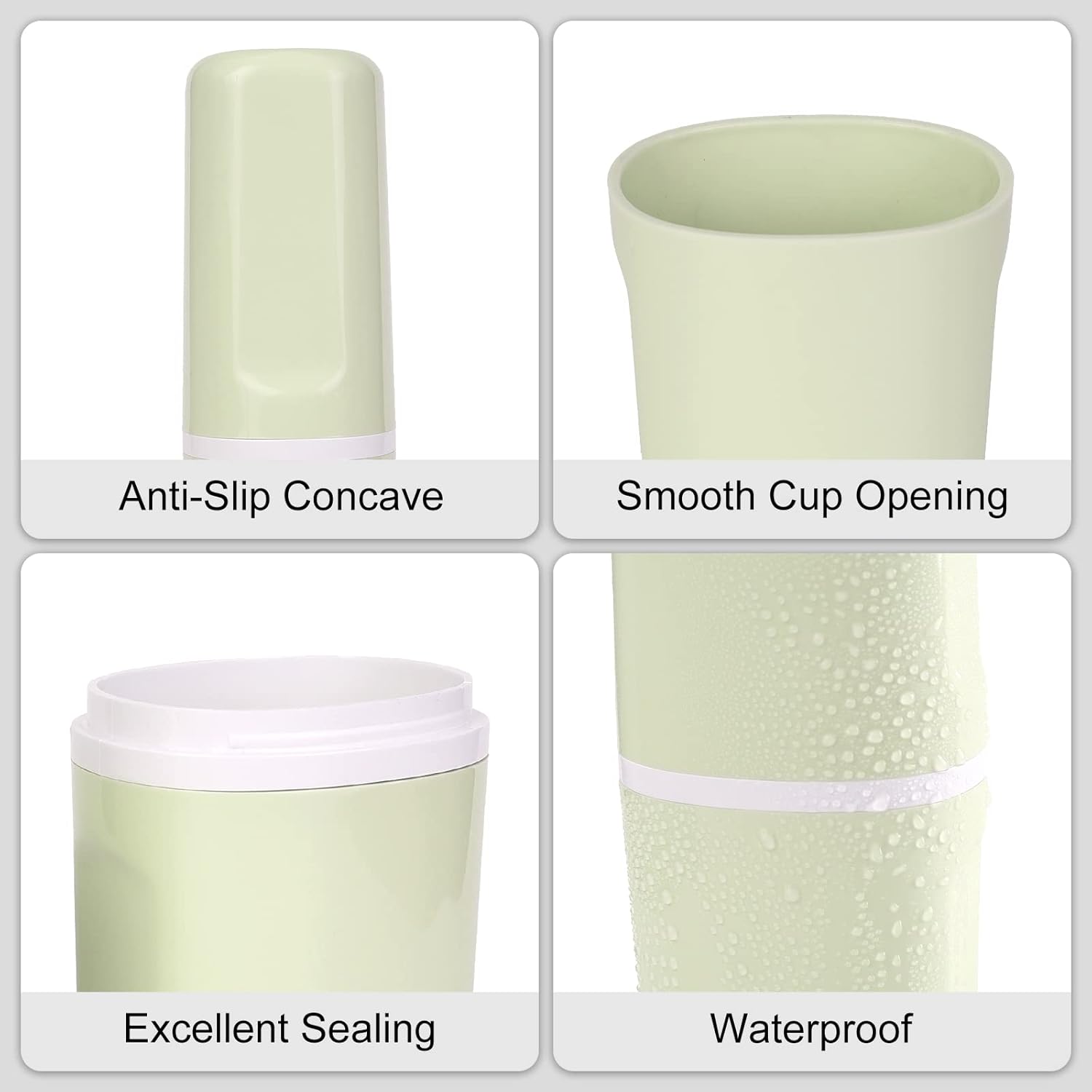 Surblue Travel Toothbrush Case Detachable Toothbrush Holder with Cover Portable Toothbrush Container for Vacation Camping Dorm Bathroom,Green