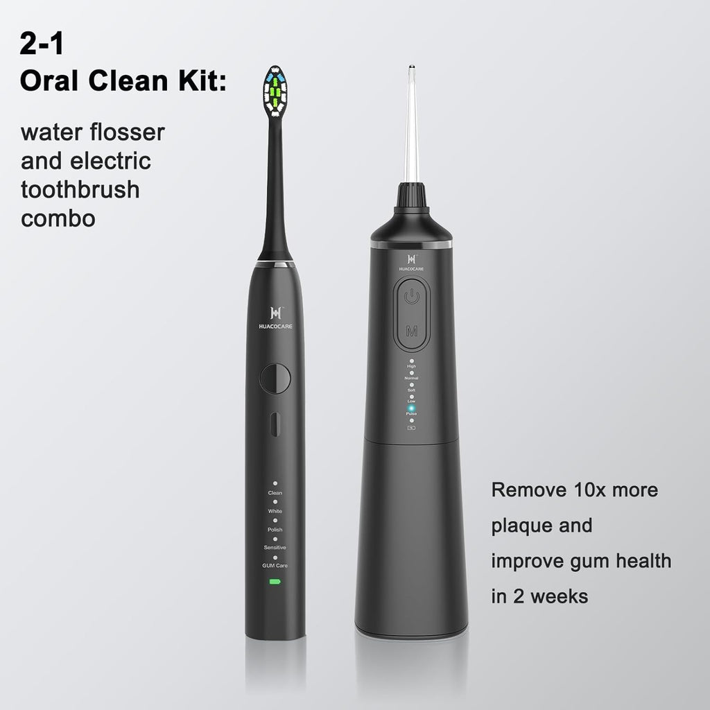 Upgraded Model Water flosser and Electric Toothbrush Combo-5 Brushing & Flossing Mode-Game-Changer for Your Oral Care Routine.2-in-1 Oral Clean Kit-for Teeth Cleaning and Gum Health