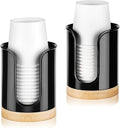 Bathroom Cup Holder - Small Cup Dispenser for Dixie 3 oz Bathroom Cups, 3 4 Ounce Mouthwash Cup Dispenser - PC/Bamboo, Black, Pack of 2