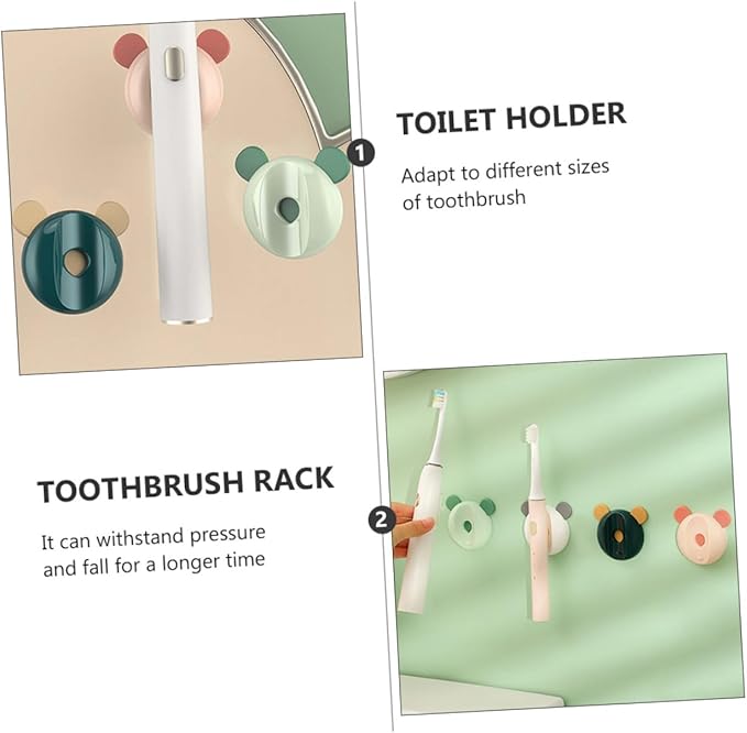 Uonlytech 4pcs Magnetic Toothbrush Rack Electric Toothbrush Holder for Bathroom Wall Mount Mixed Colors Elegant Chic Design for Organized Countertop Storage