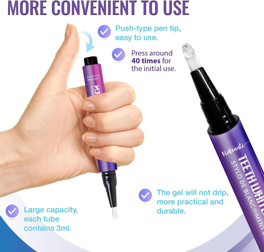 Viebeauti Teeth Whitening Pen Gel: Tooth Whitener with Carbamide Peroxide for Sensitive Teeth - Professional Dental Stain Remover for an Instant Bright Smile 0.2 Fl Oz