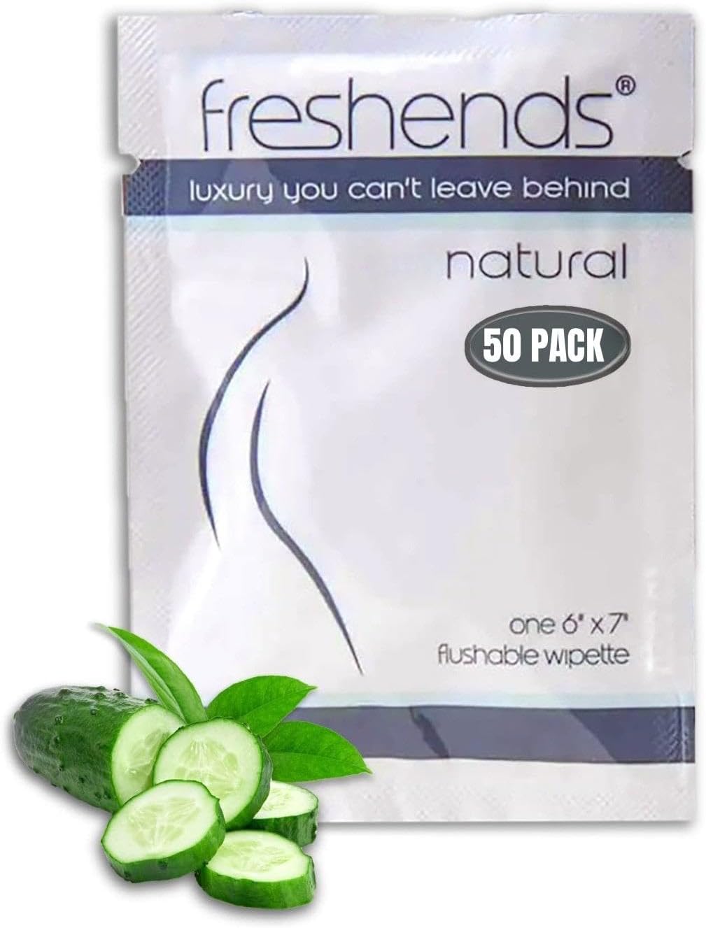 Freshends Luxurious Towelette Bundle Flushable Wipes for Adults - Personal Care Bathroom, Individually Packed Wet Tissues - Travel Wipes (50-Pack, Gray/Blue)